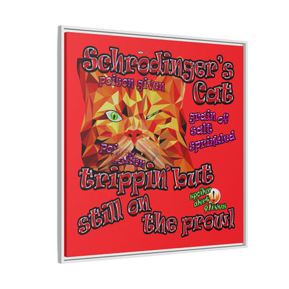 schrodinger's cat - framed canvas art (red)