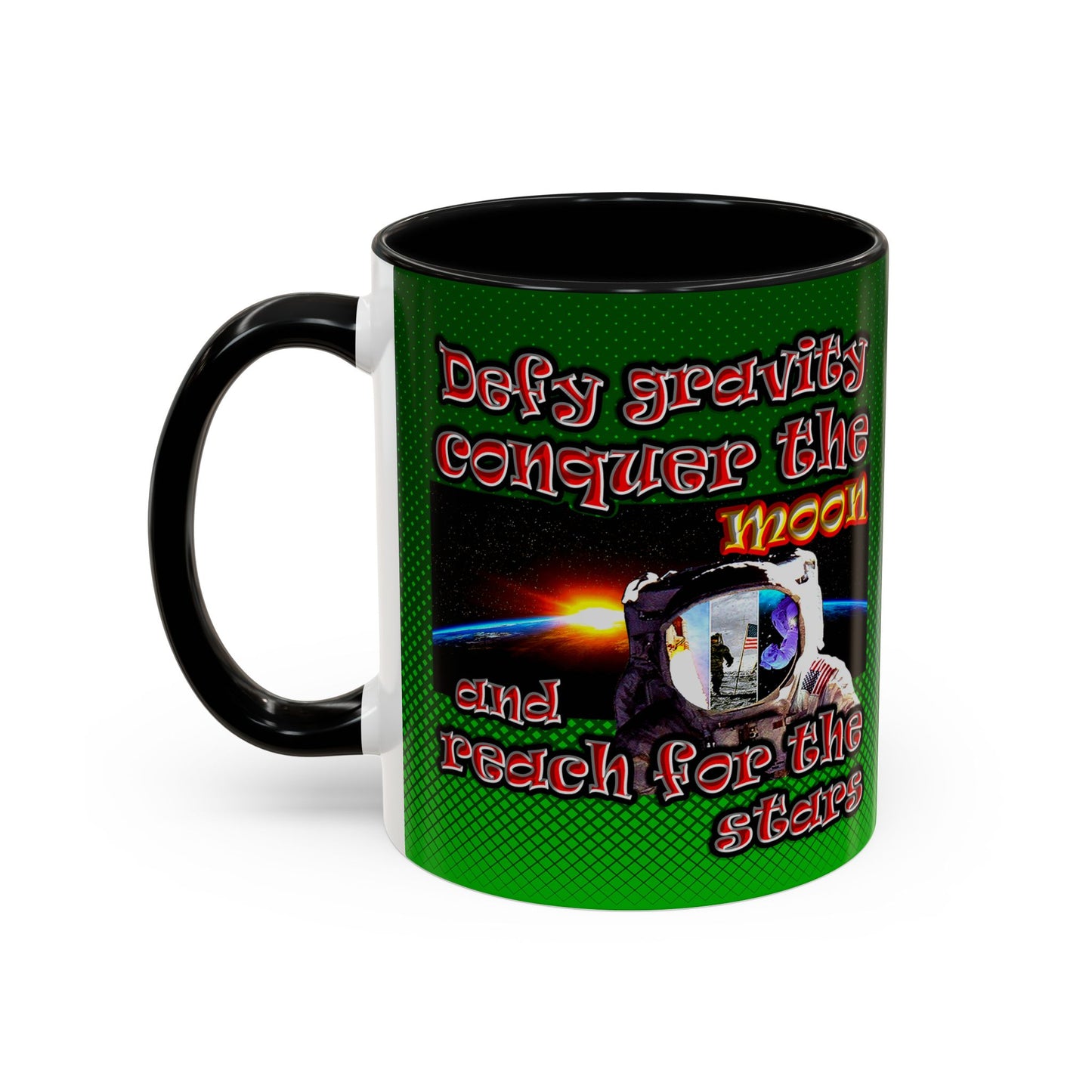 defy conquer reach - Accent Mug (logo green)