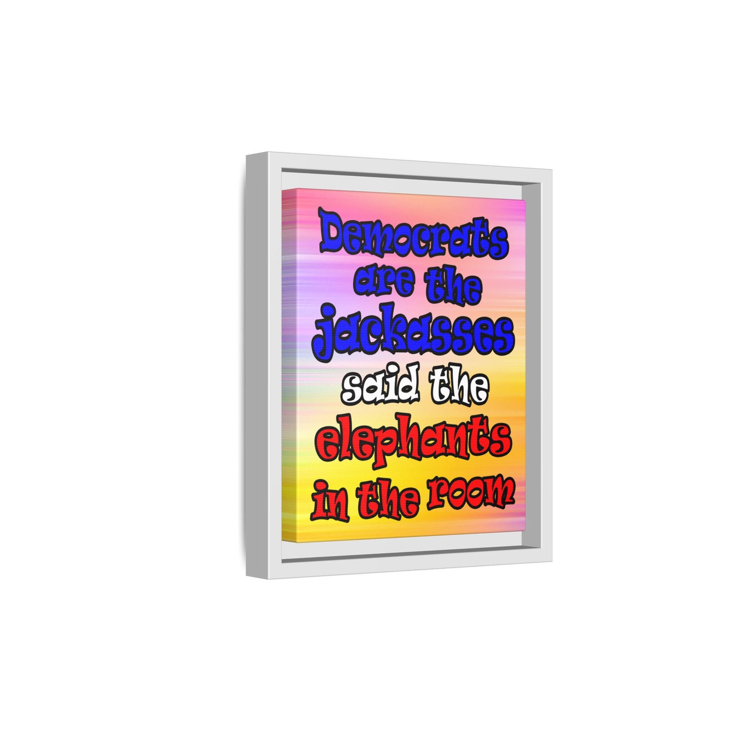 donkeys and elephants - framed canvas art (color blur)
