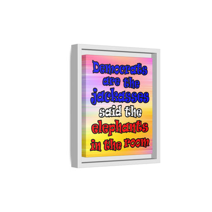 donkeys and elephants - framed canvas art (color blur)