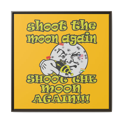 shoot the moon again - framed canvas art (yellow)