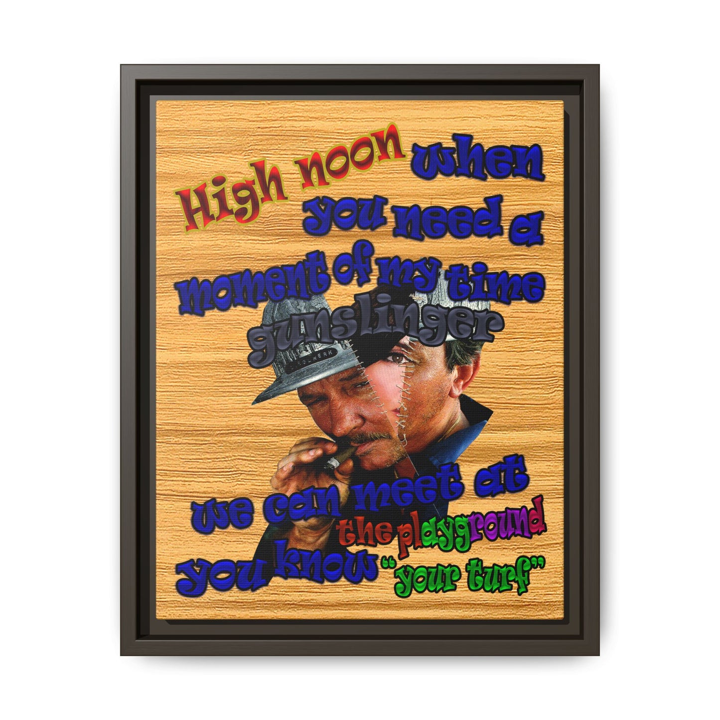 high noon - framed canvas art (butterscotch wood finish)