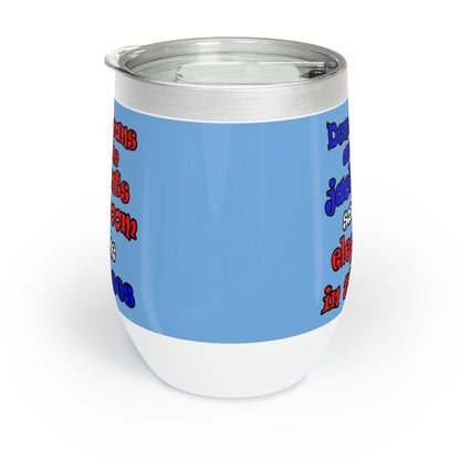 donkeys and elephants - Chill Wine Tumbler (light blue)
