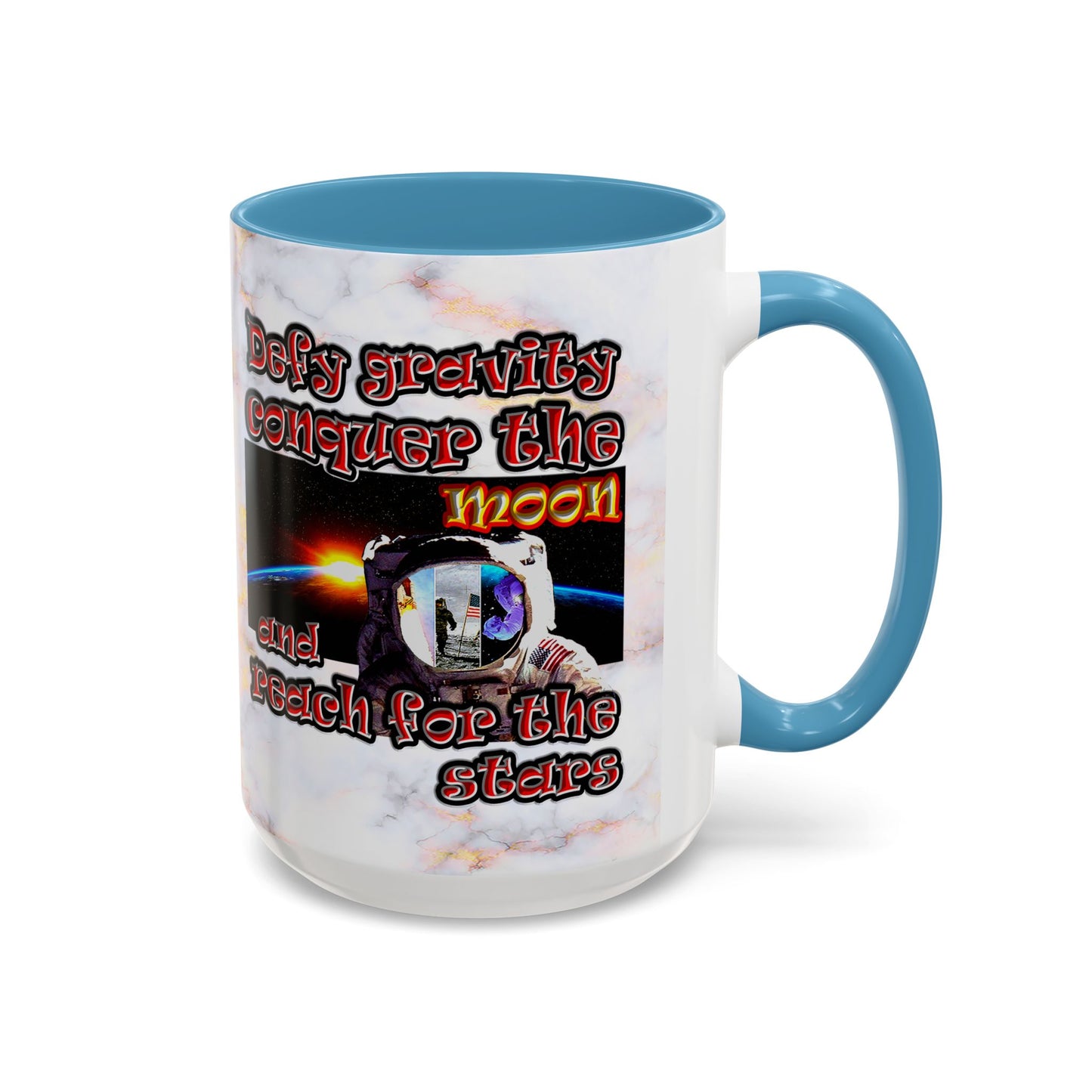 defy conquer reach - Accent Mug (white marble)