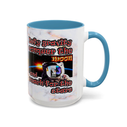 defy conquer reach - Accent Mug (white marble)