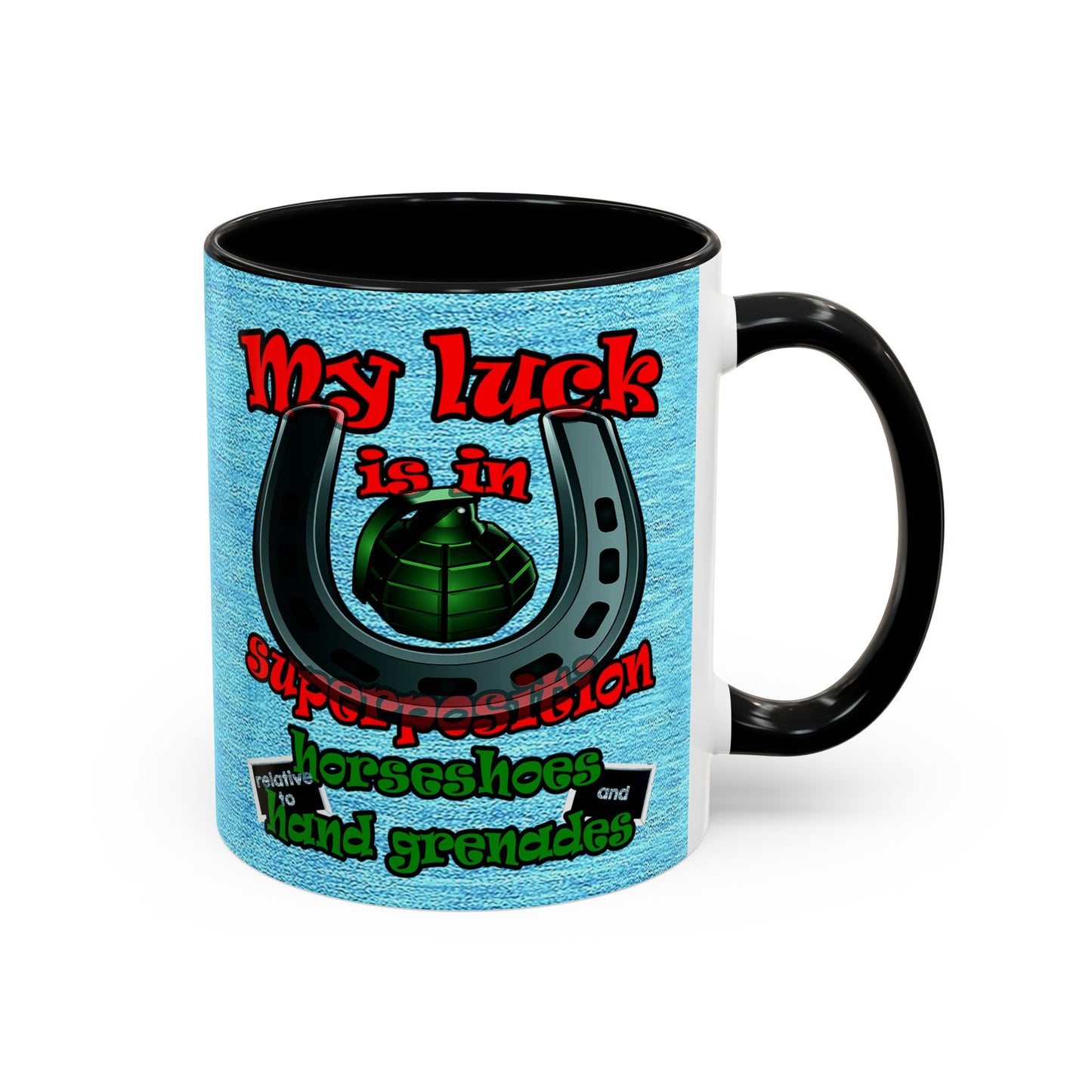 my luck - Accent Mug (faded dark blue)