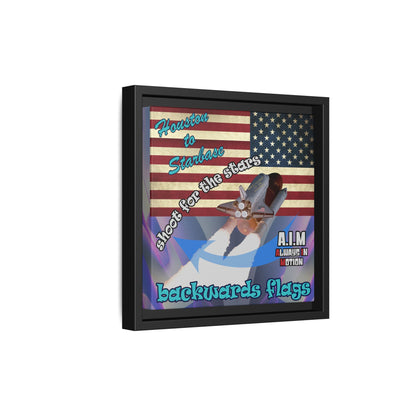 shoot for the stars - framed canvas art (grey-pink wave)