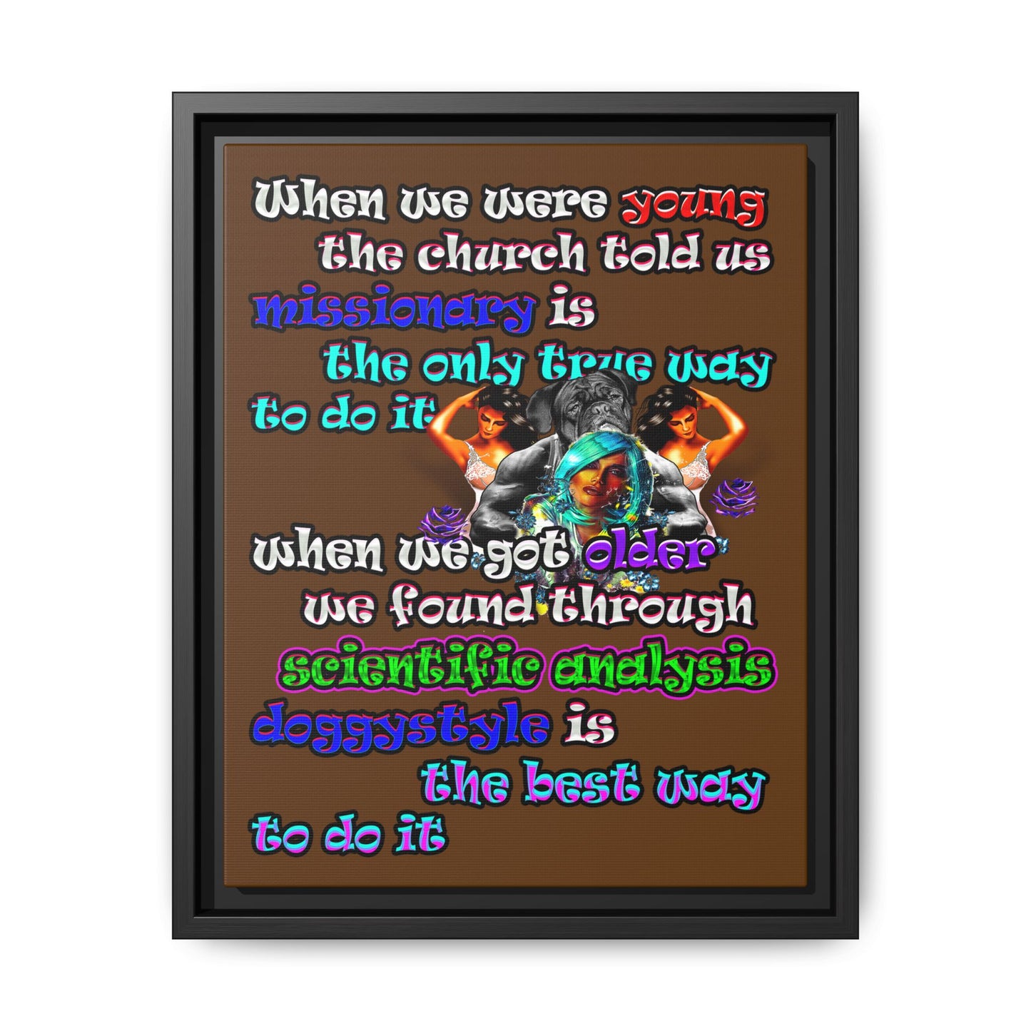 doggystyle - framed canvas art (brown)