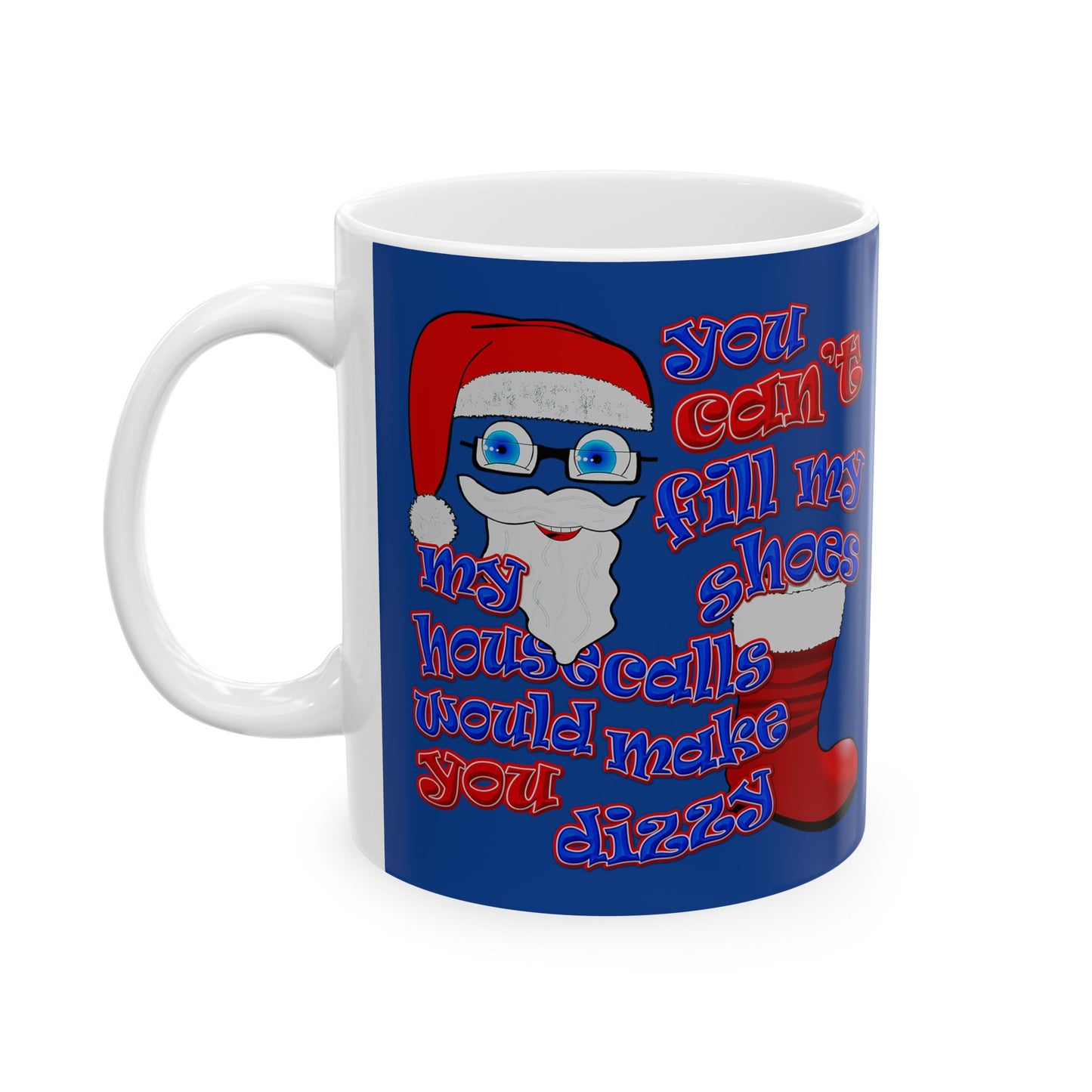 santa's shoes - White Mug (dark blue)