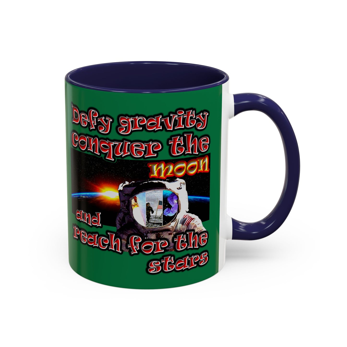defy conquer reach - Accent Mug (dark green)