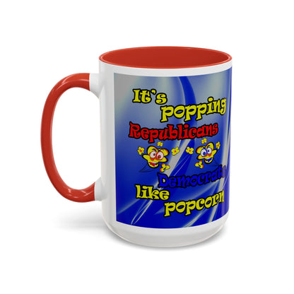 popping like popcorn - Accent Mug (blue-white wave)