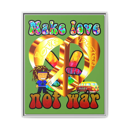 love peace - framed canvas art (green)