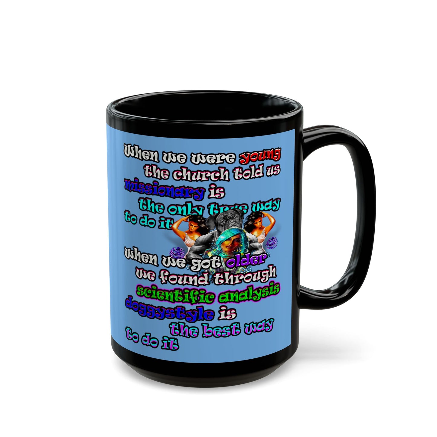 doggystyle - Black Mug (light blue)