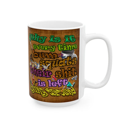 the bum's shit - White Mug (brown papyrus)