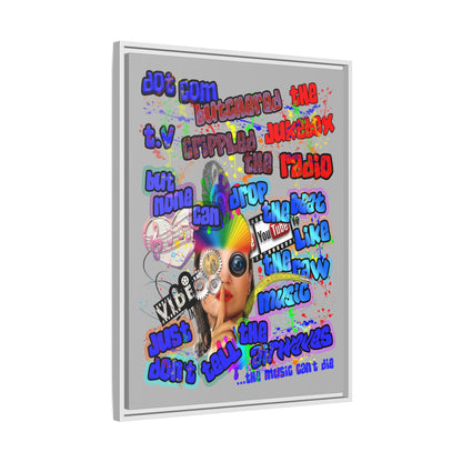 drop the beat - framed canvas art (light grey)