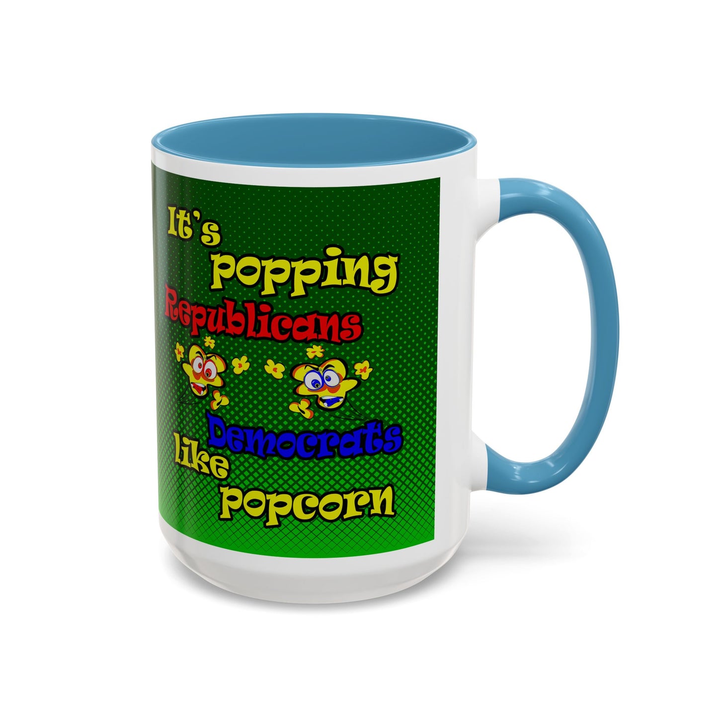 popping like popcorn - Accent Mug (logo green)