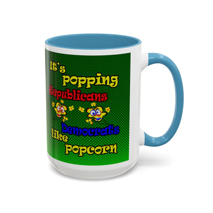 popping like popcorn - Accent Mug (logo green)