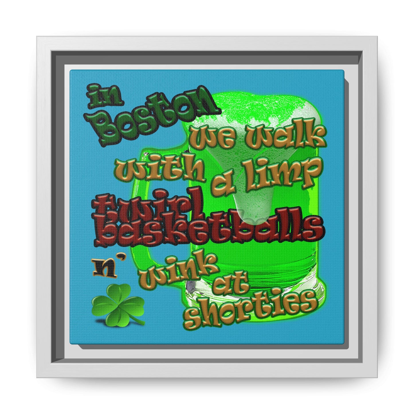 celtics logo - framed canvas art (turquoise)
