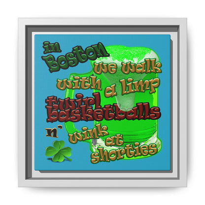 celtics logo - framed canvas art (turquoise)