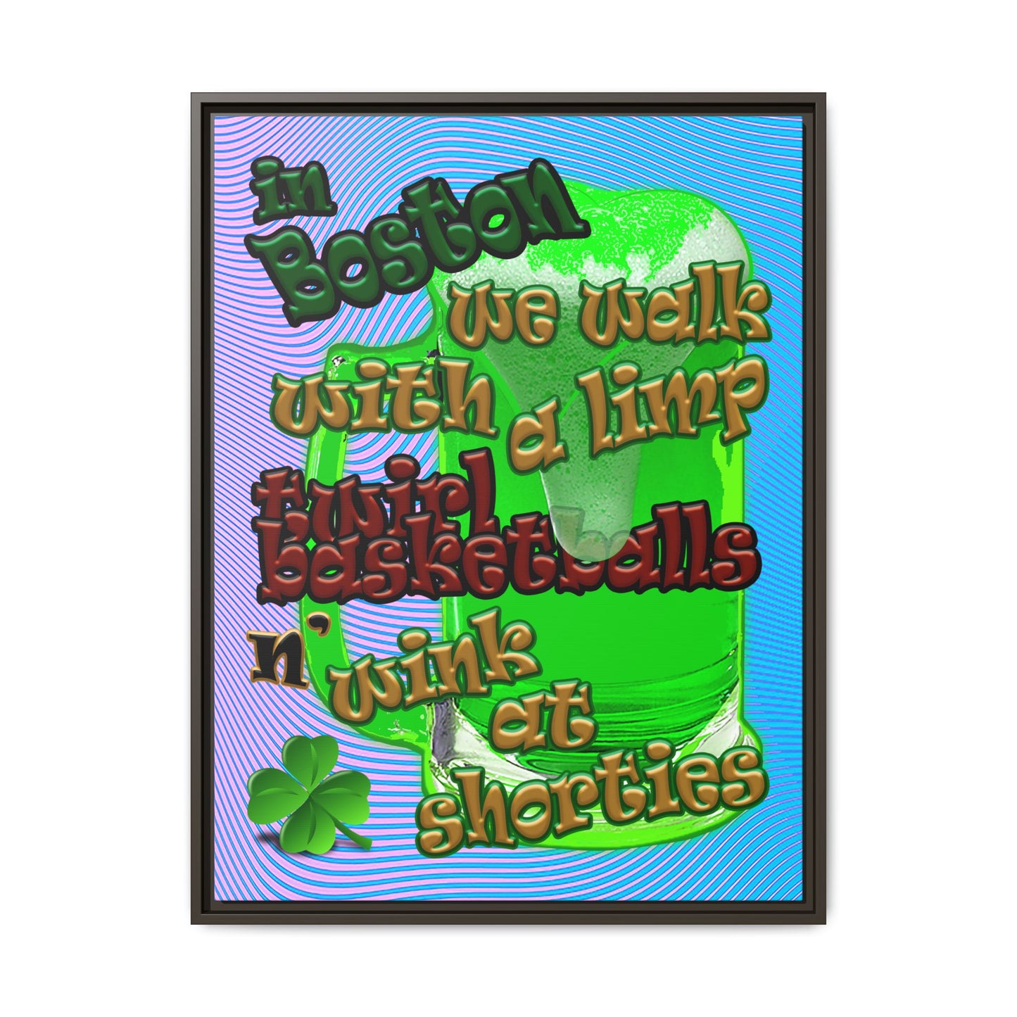 celtics logo - framed canvas art (light blue-purple wave)
