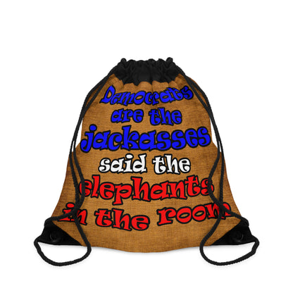 donkeys and elephants - Drawstring Bag (dichromatic brown papyrus)