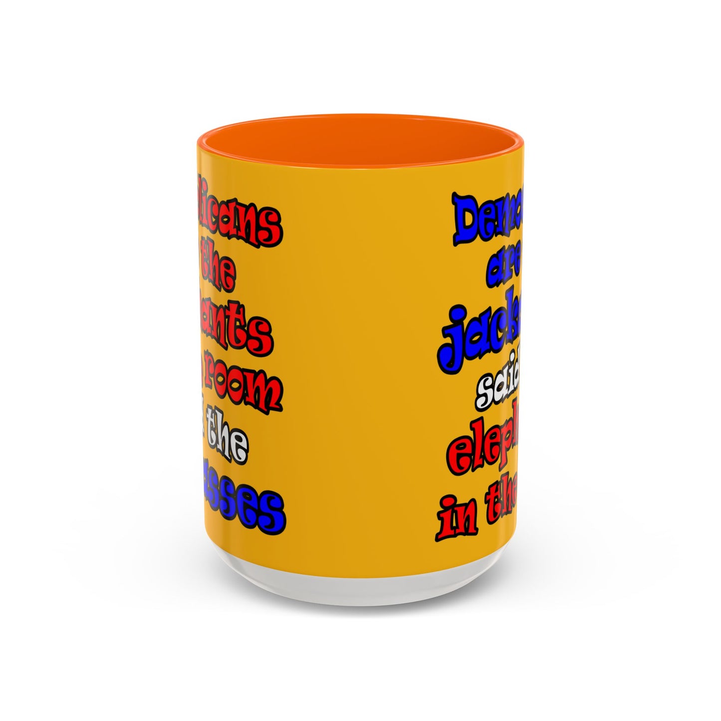 donkeys and elephants - Accent Mug (yellow)
