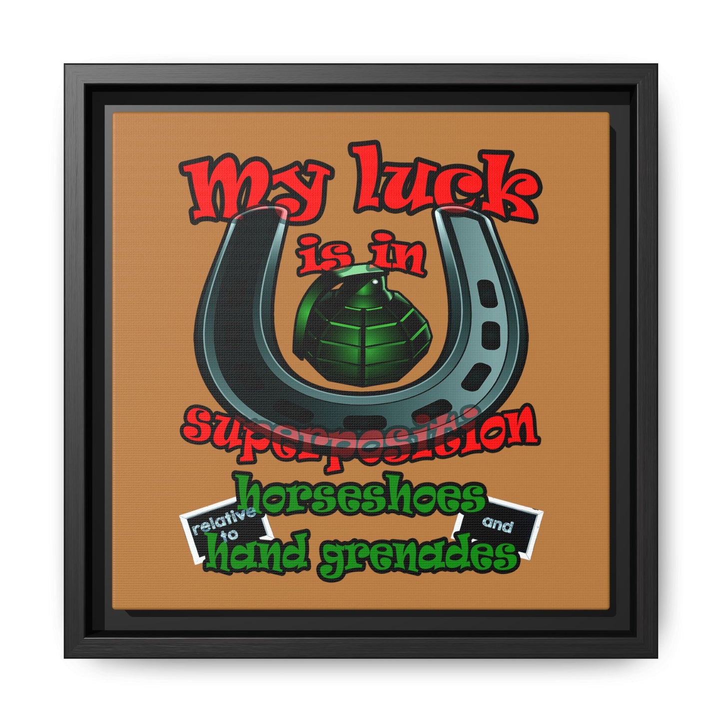 my luck - framed canvas art (light brown)
