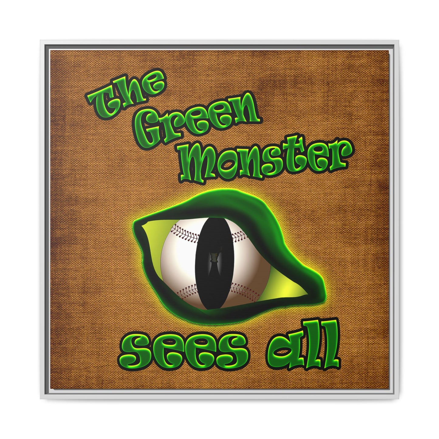 green monster - framed canvas art (brown papyrus)
