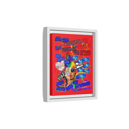 drop the beat - framed canvas art (red)