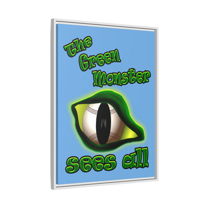 green monster - framed canvas art (light blue)