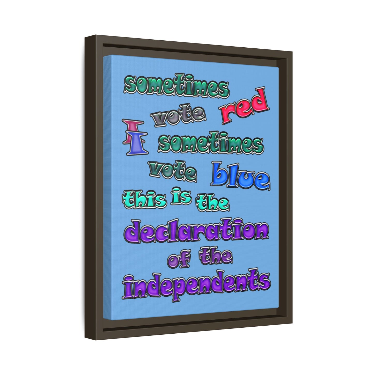 declaration of the independents - framed canvas art (light blue)