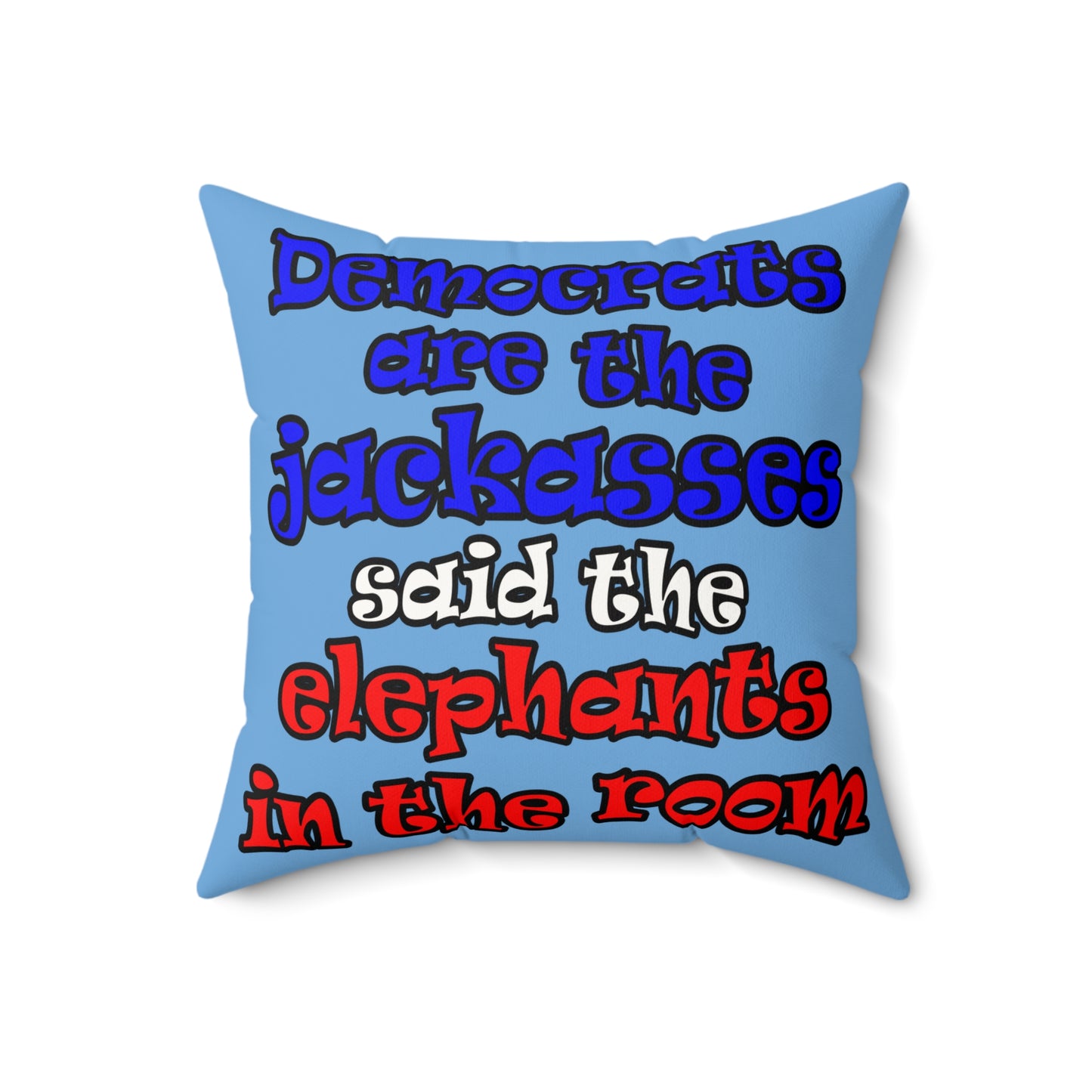 donkeys and elephants - Faux Suede Square Pillow - (light blue)