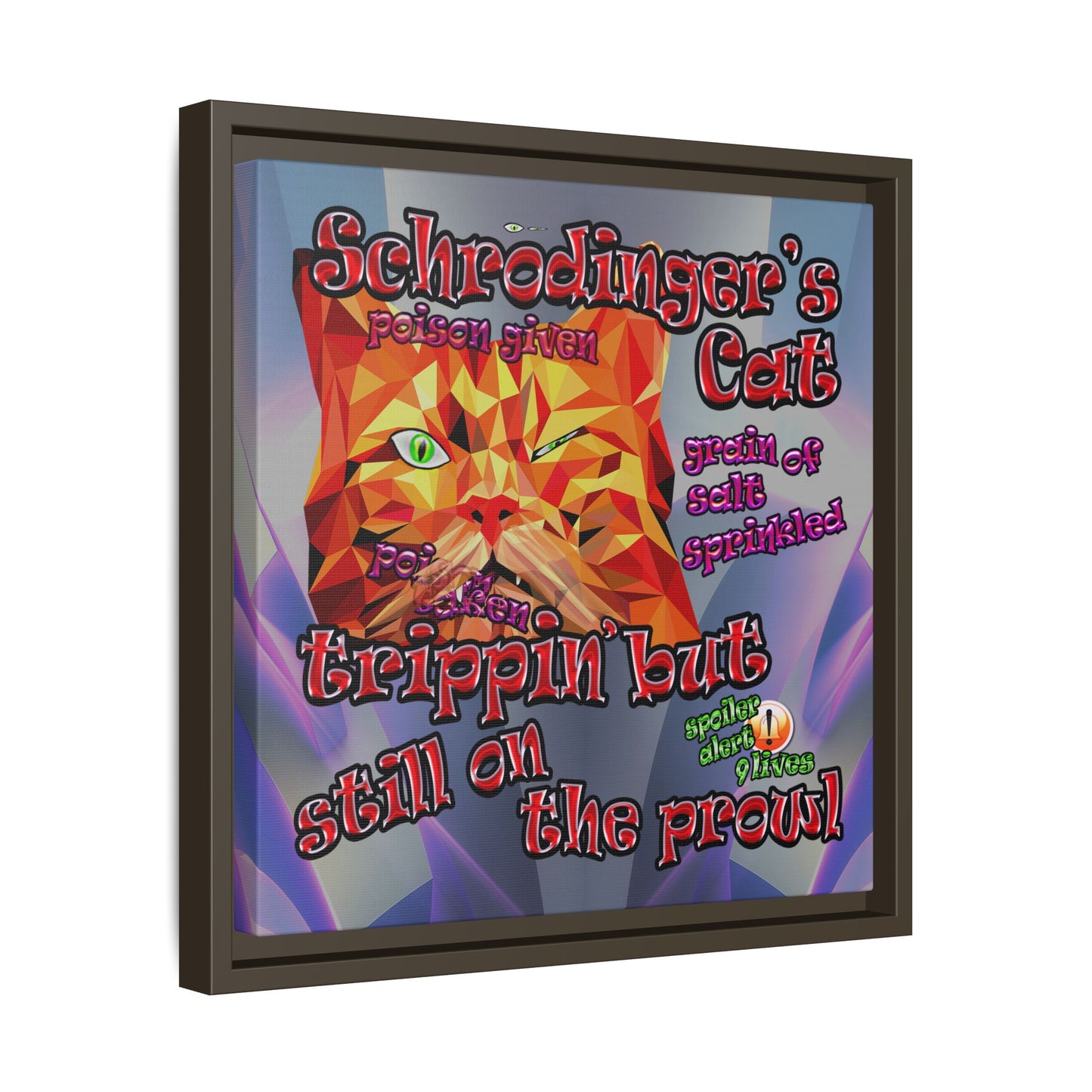 schrodinger's cat - framed canvas art (grey-pink wave)