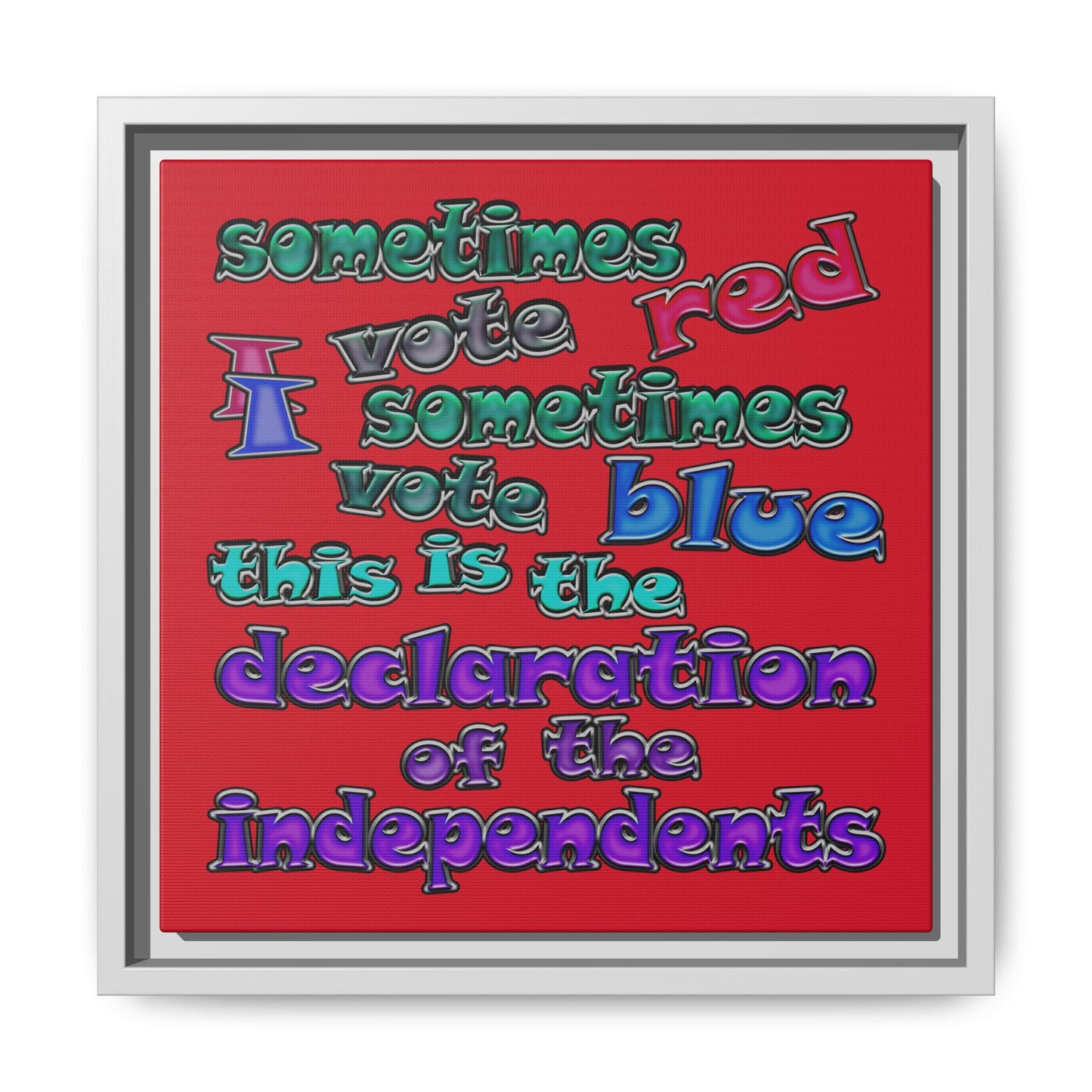 declaration of the independents - framed canvas art (dark red)