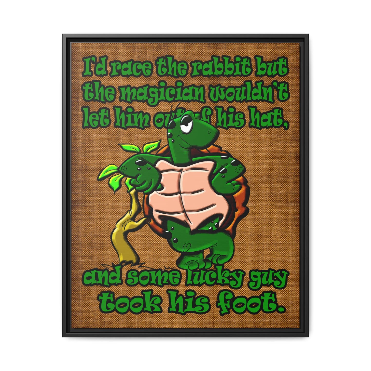turtle race - framed canvas art (brown papyrus)