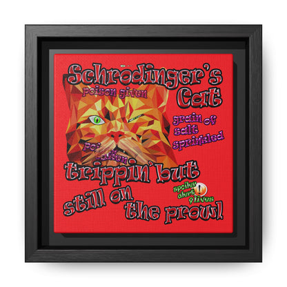 schrodinger's cat - framed canvas art (red)