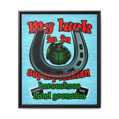 my luck - framed canvas art (faded blue)