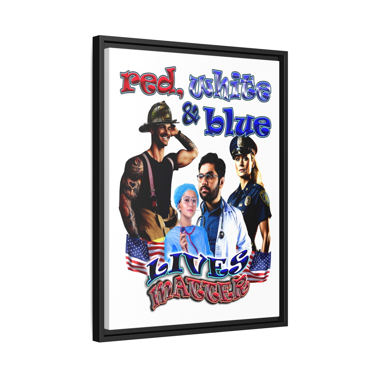 rw&b lives matter - framed canvas art (white)