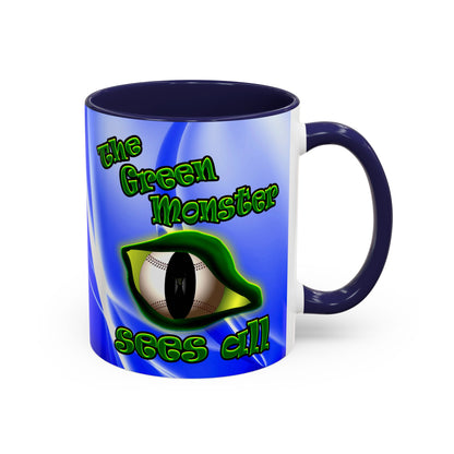 green monster - Accent Mug (blue-white wave)