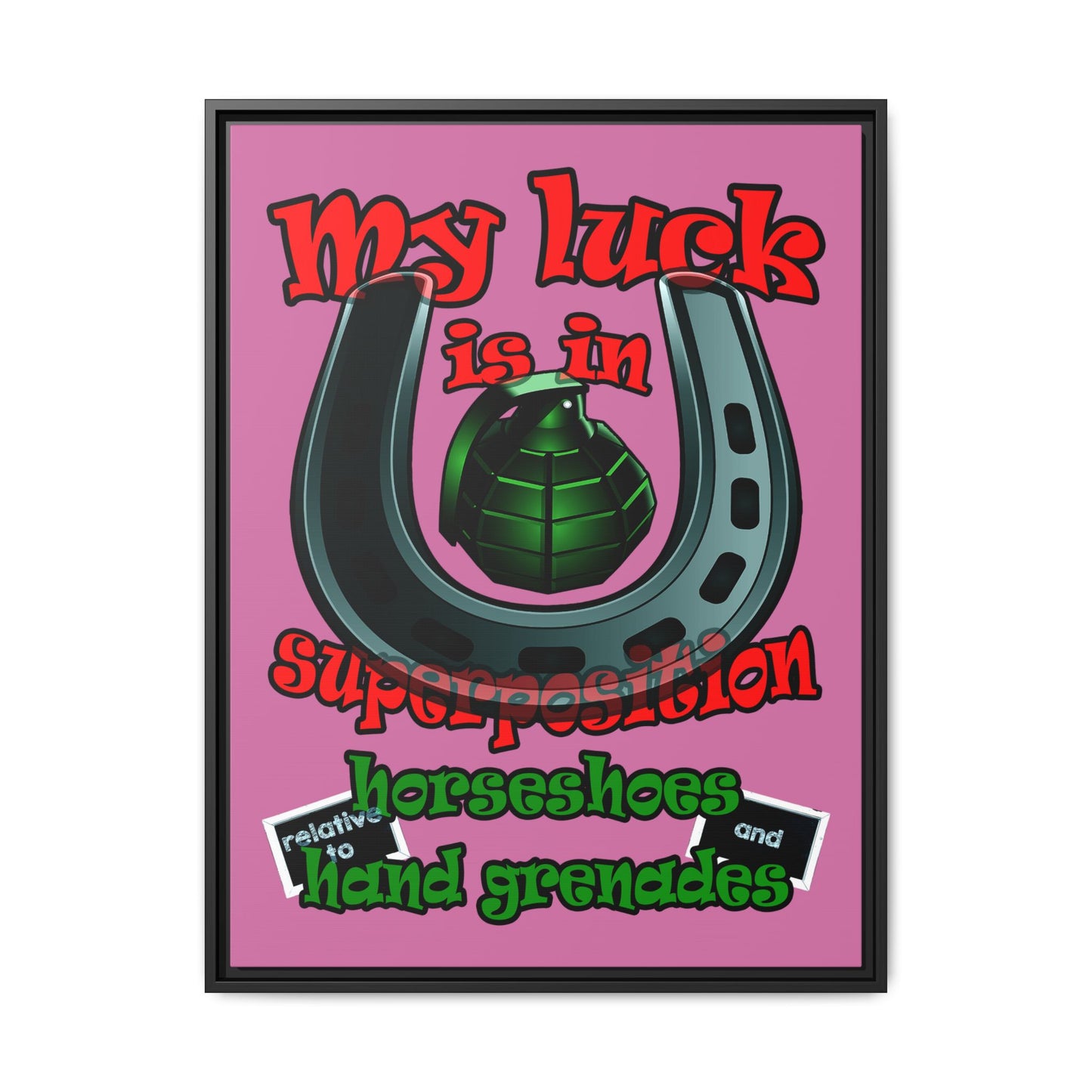 my luck - framed canvas art (light pink)
