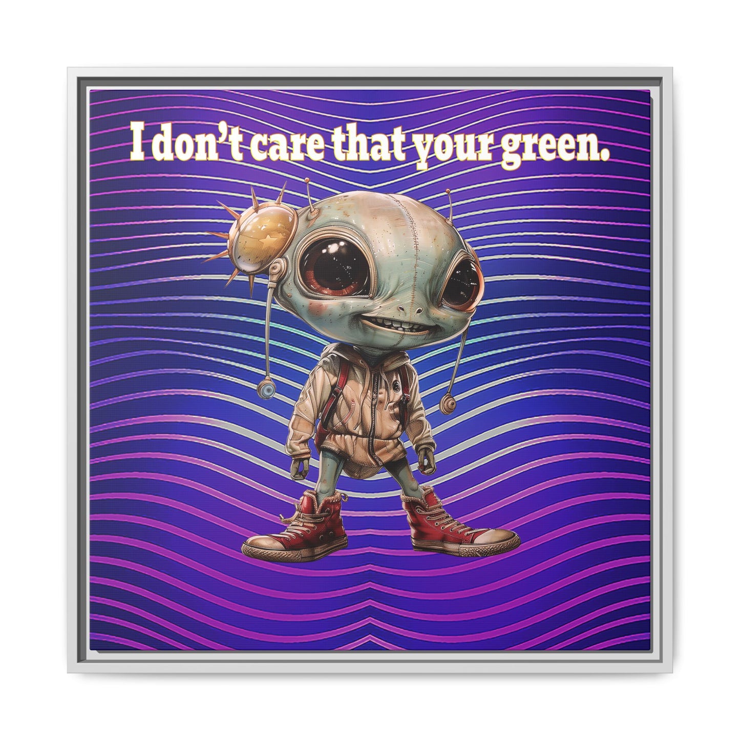 I don't care that your green - framed canvas art (purple wave)