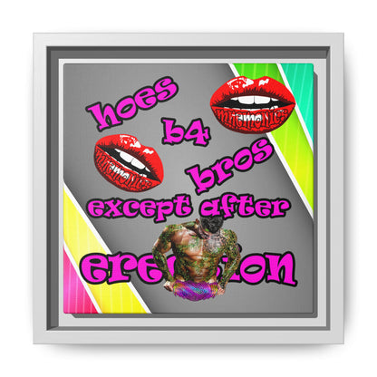 hoes b4 bros - framed canvas art (rainbow split)