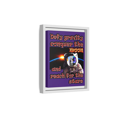 defy conquer reach - framed canvas art (purple)