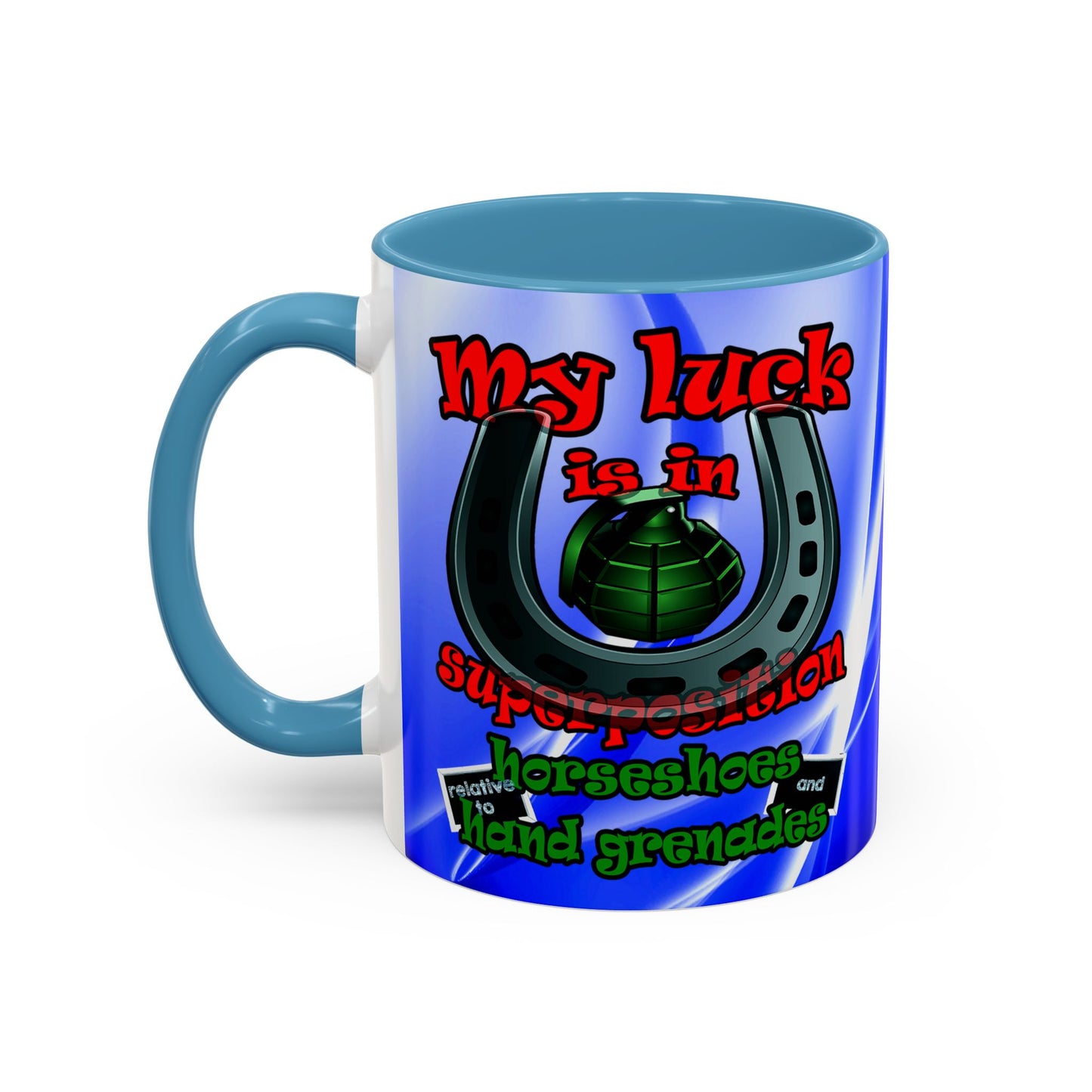 my luck - Accent Mug (blue-white wave)