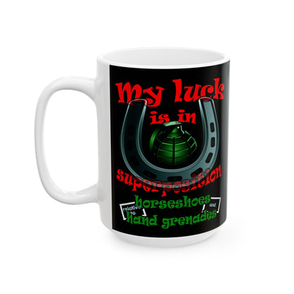 my luck - White Mug (black)