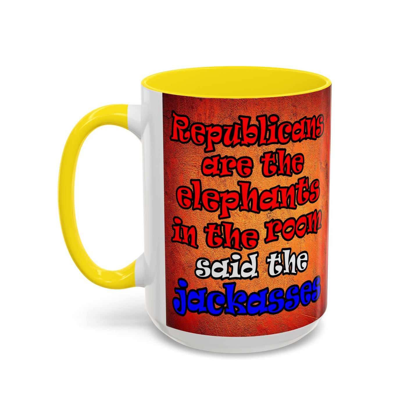 donkeys and elephants - Accent Mug (burnt orange)