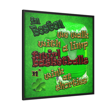celtics logo - framed canvas art (green turf)