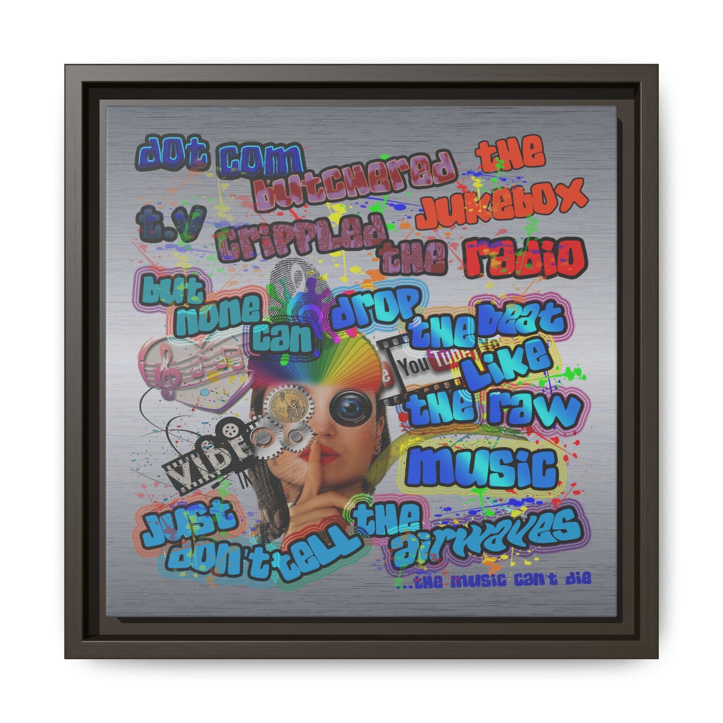 drop the beat - framed canvas art (brushed nickel)