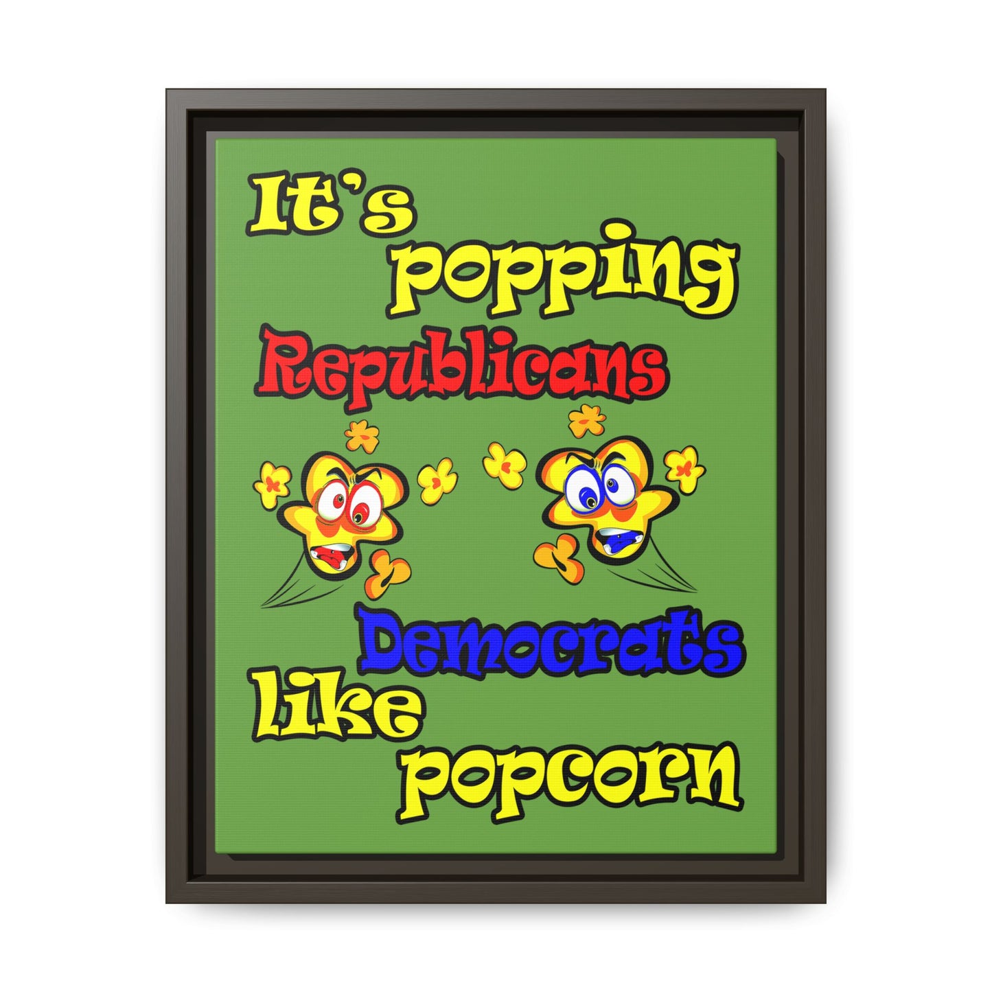 popping like popcorn - framed canvas art (green)