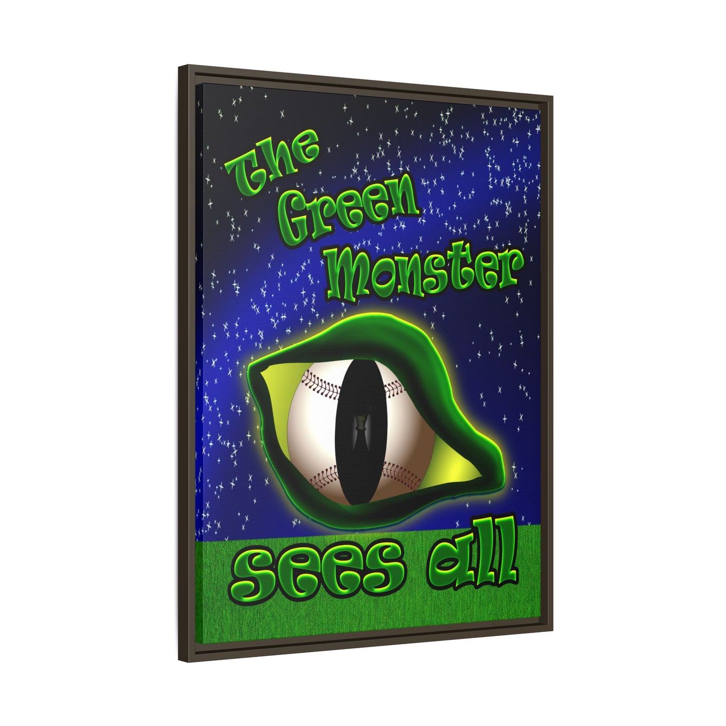 green monster - framed canvas art ('snoops' background)